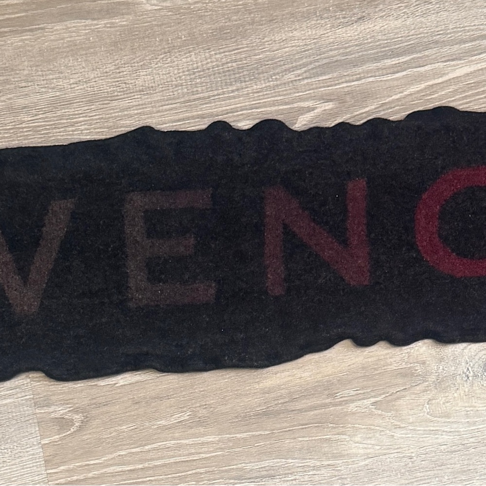 Givenchy Black and Dark Red Logo Scarf